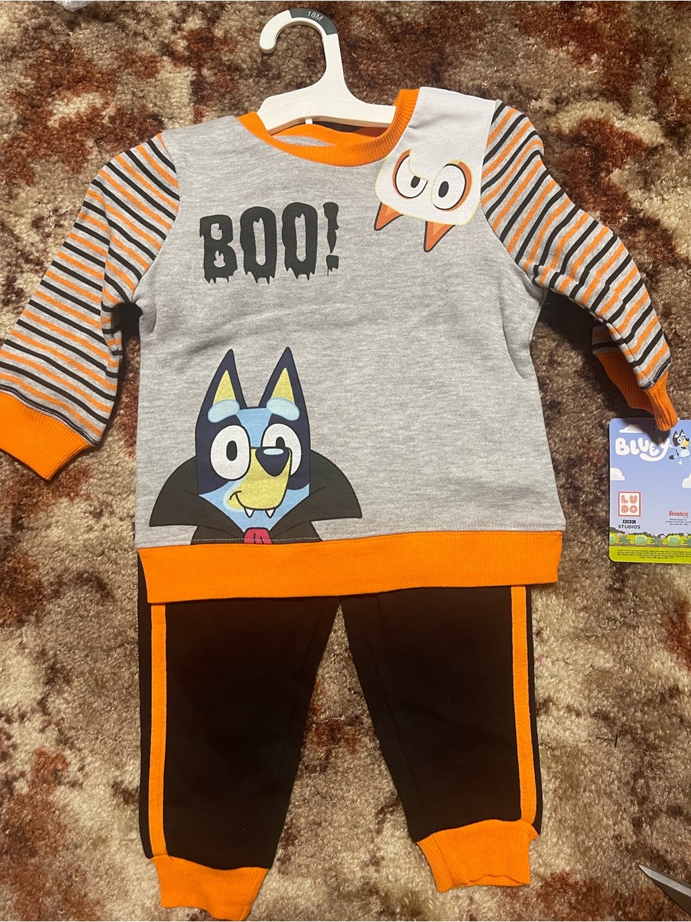 Bluey 18 Month Toddler Halloween Bluey Bingo Sweater & Jogger Set Ghost Vampire